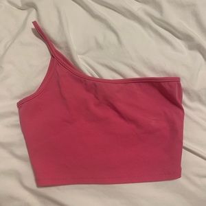 Hot Pink cropped top w/one strap
